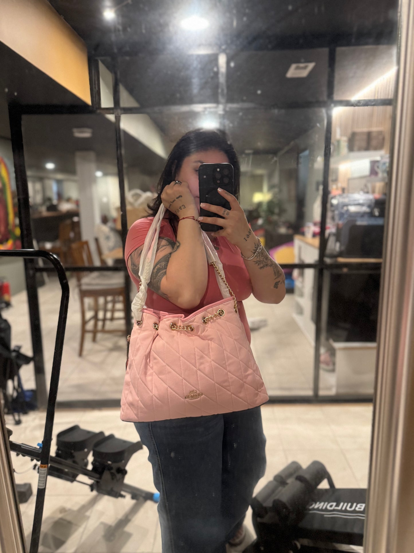 Pink denim coachh