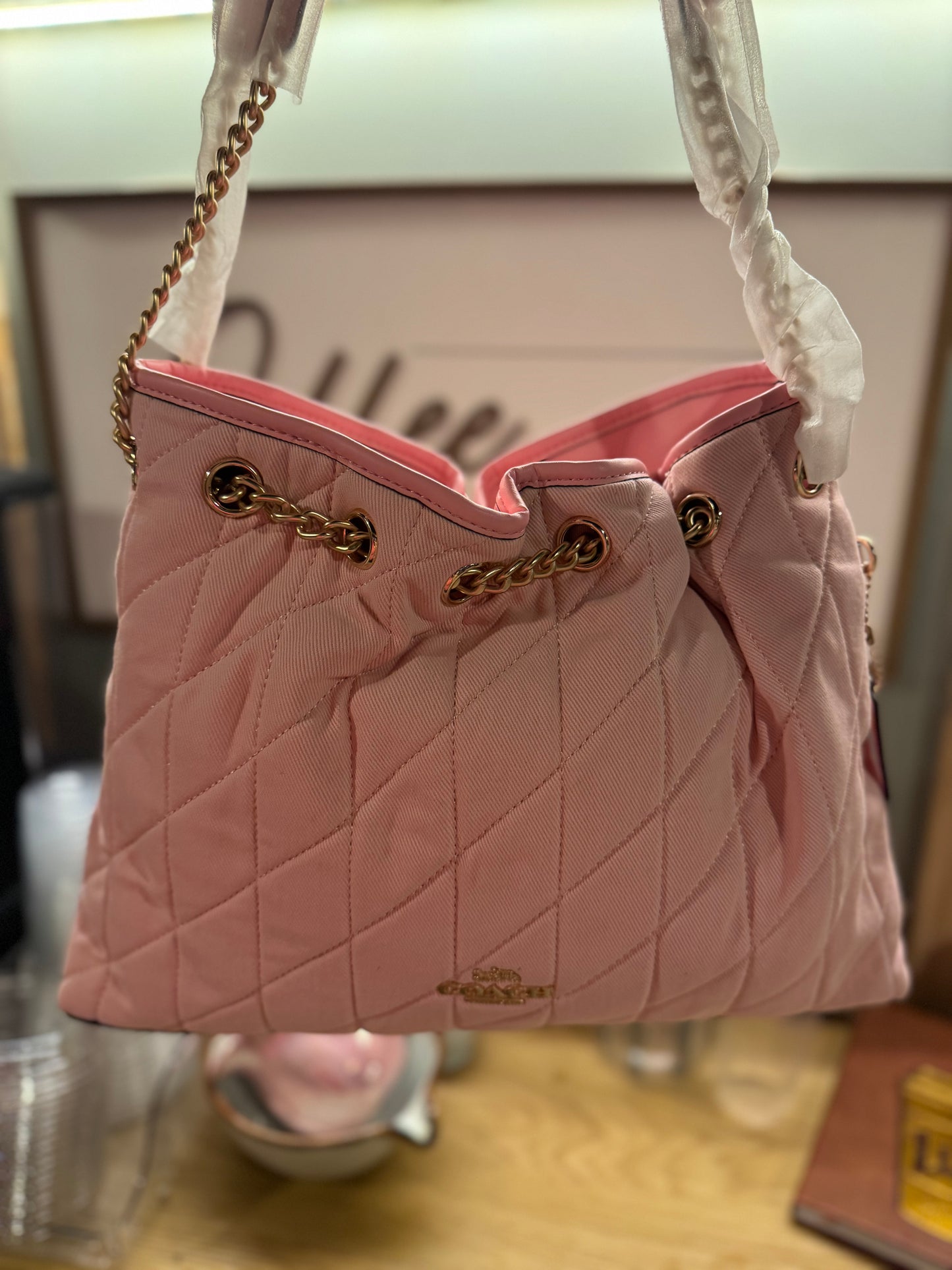Pink denim coachh